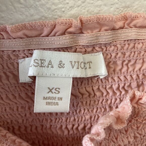 Chelsea & Violet Dress Tiered Smocked Ruffle Square Neck Pink Mini Dress Size XS - Picture 6 of 15